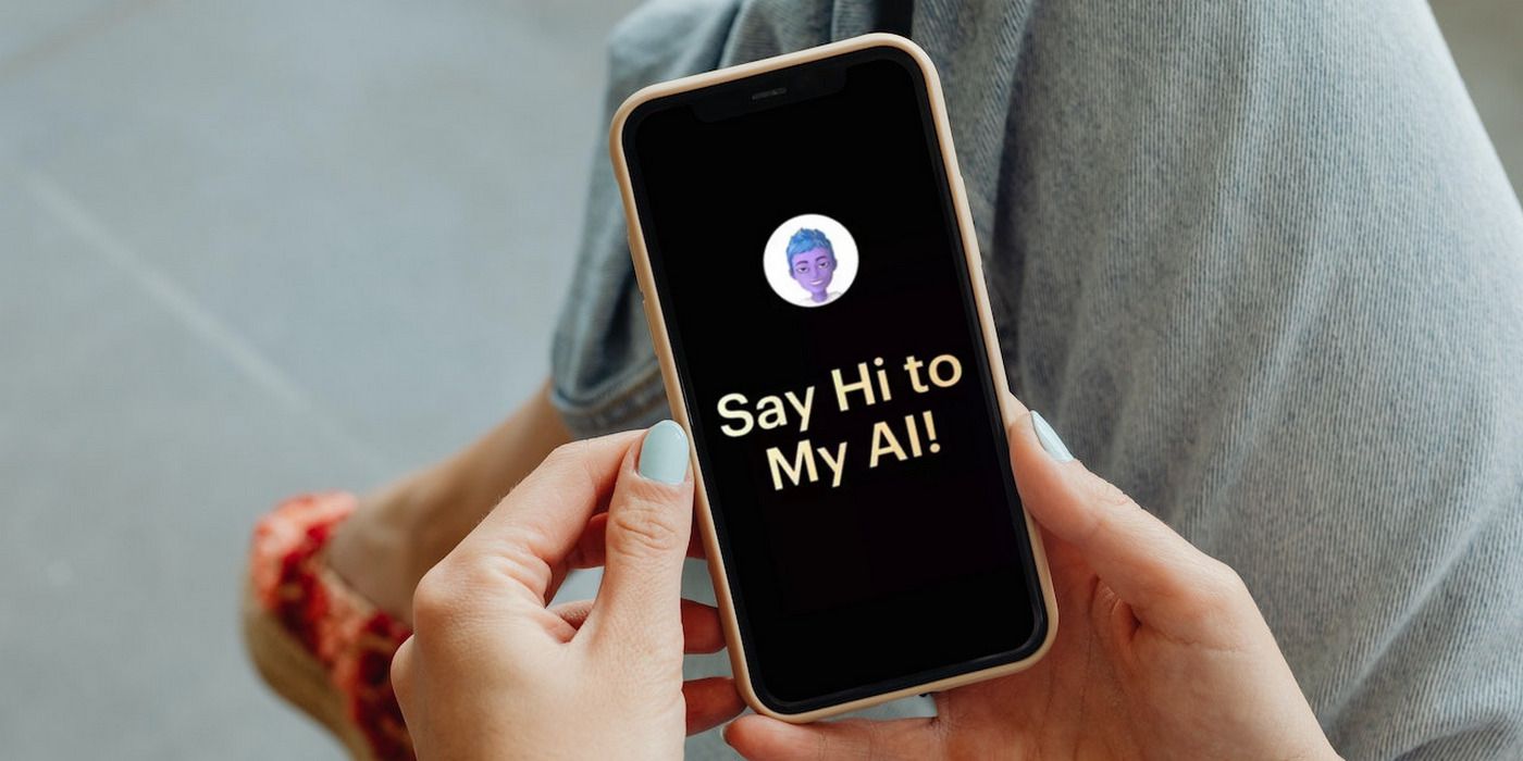 An iPhone 11 in a person's hand, showing a message that says 'Say Hi to May AI'