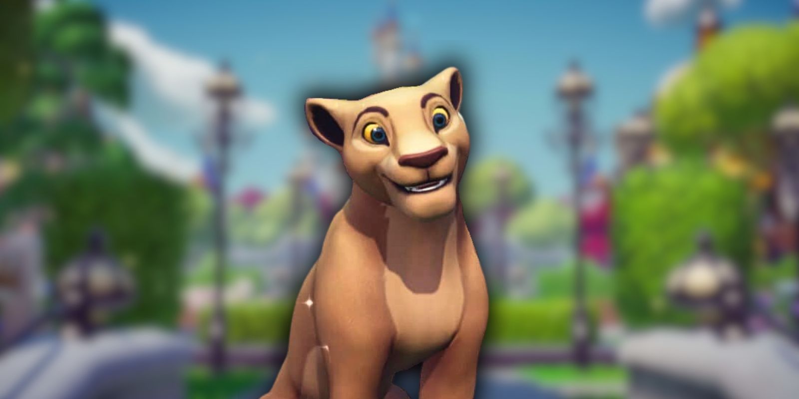 Nala in front of Dreamlight Valley Village