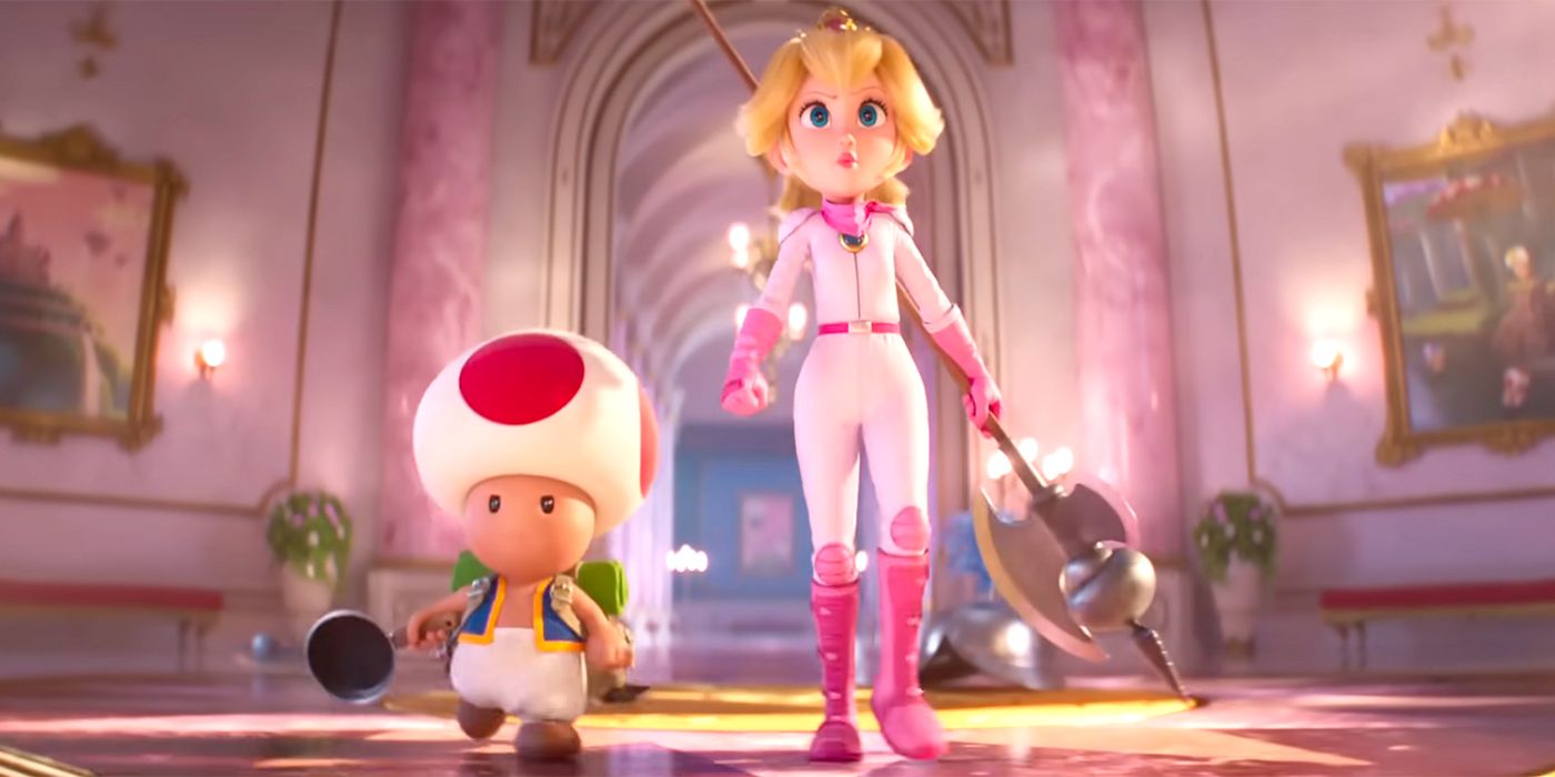 Toad and Princess Peach in The Super Mario Bros. Movie
