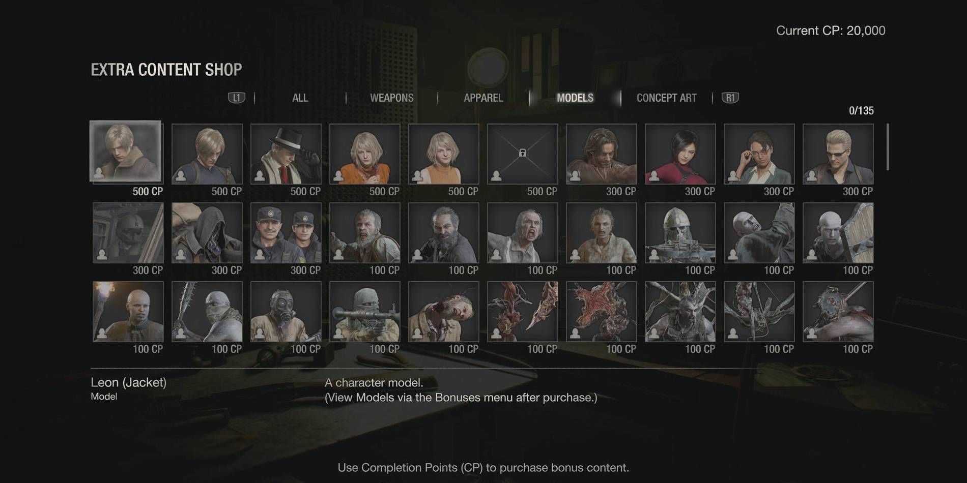 Resident Evil 4 Remake Extra Content Shop with Almost All Items Unlocked for Sale with CP