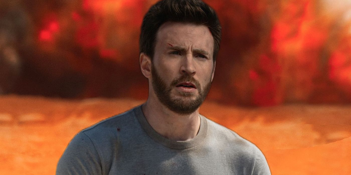 Chris Evans in Front of an Explosion in Ghosted Edited