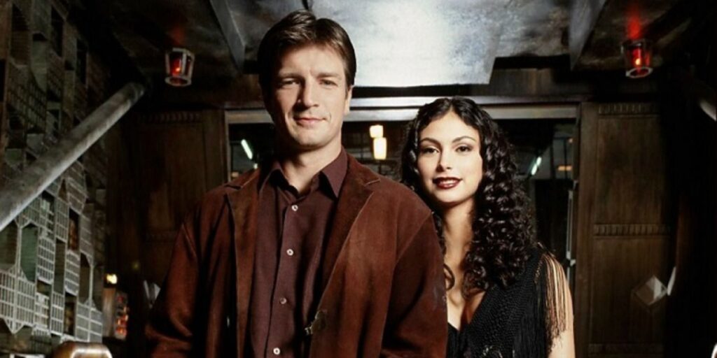 Mal and Inara in Firefly promotional image