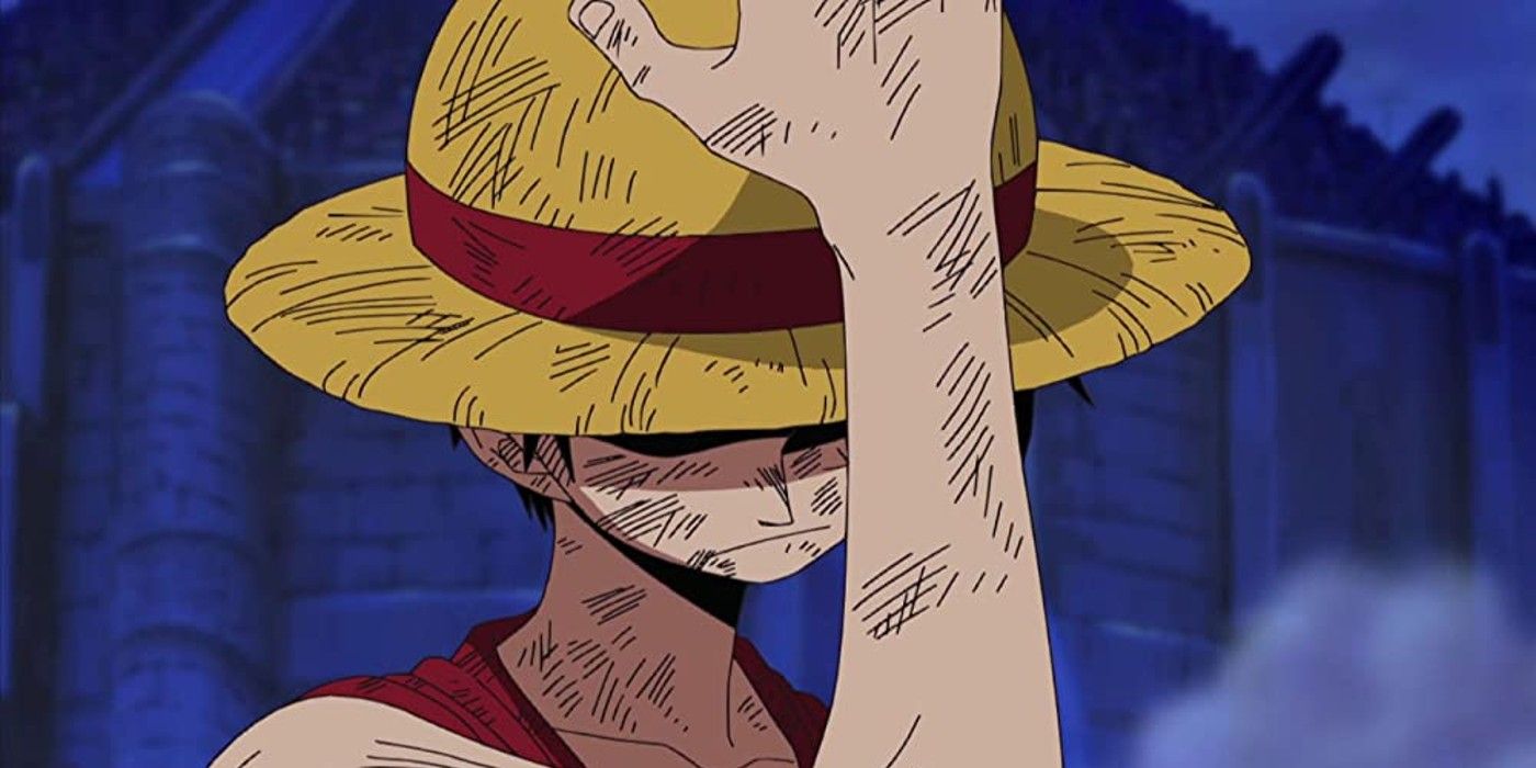 Luffy has a dark look in One Piece