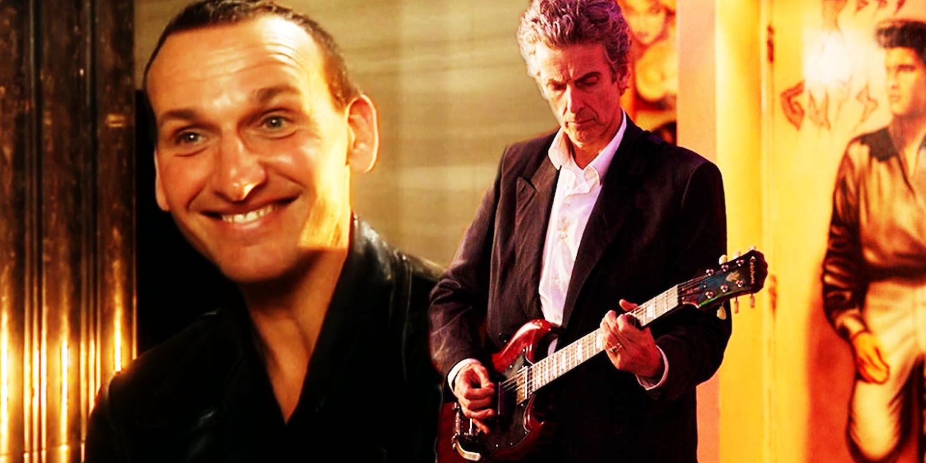 The Ninth Doctor enjoys some music, while the Twelfth Doctor plays guitar in Doctor Who