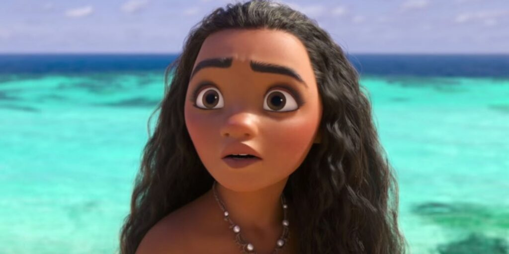 Moana looking confused and surprised