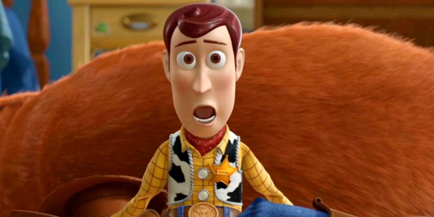 Woody looking surprised in Toy Story.