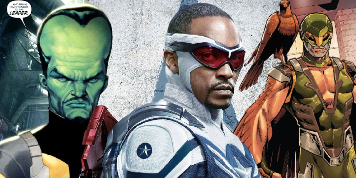 Split Image of The Leader, Anthony Mackie as Captain America, and Joaquin Torres