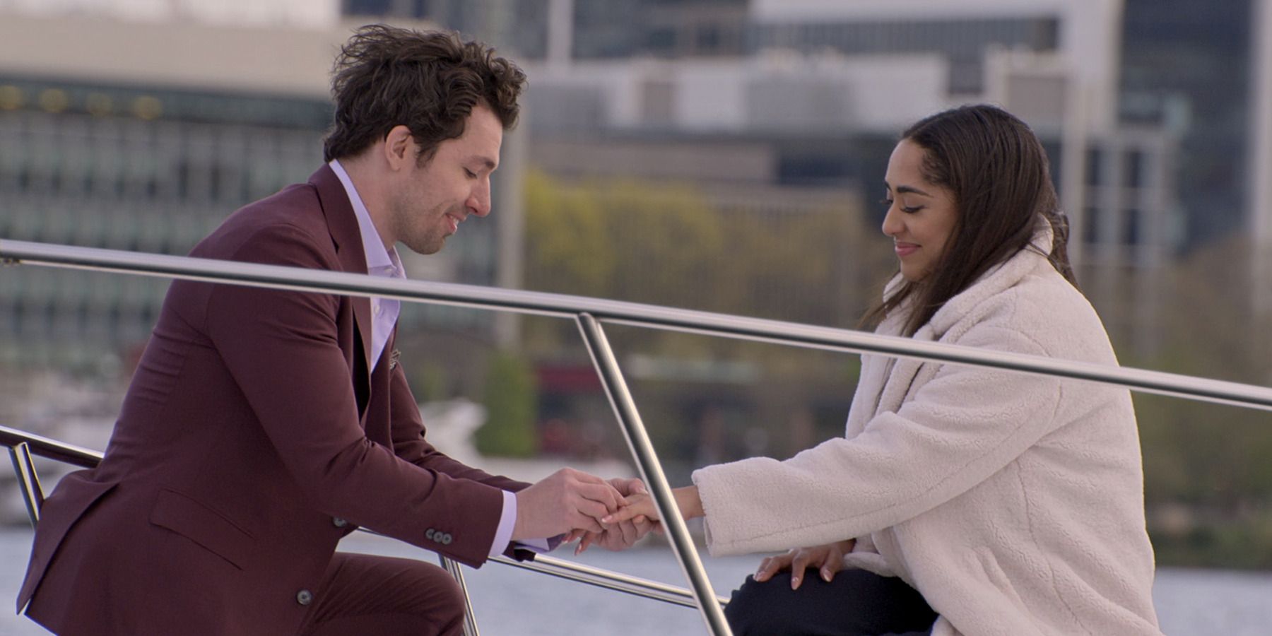 Love is Blind season 4 stars Bliss Poureetezadi and Zack Goytowski proposal scene