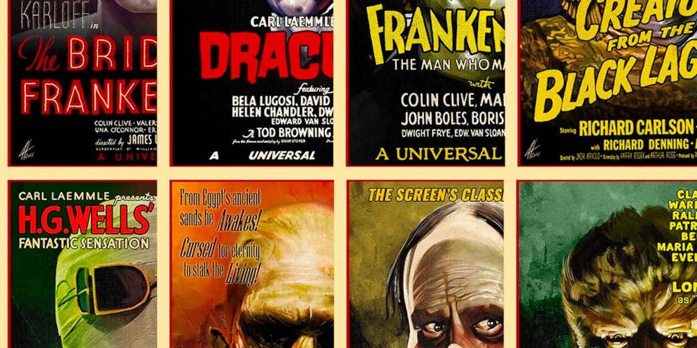 A collection of Universal monster movie posters