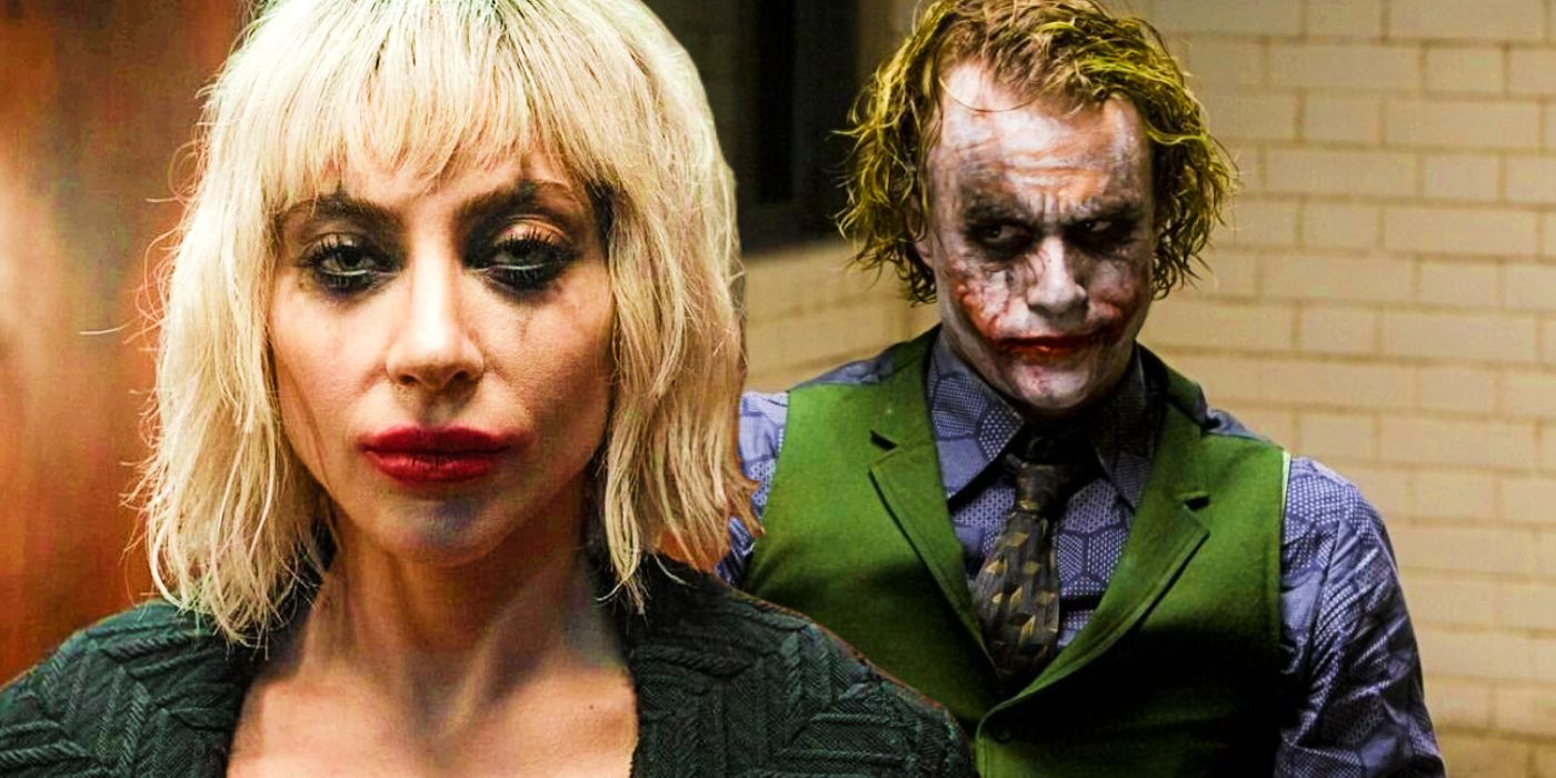 Lady Gaga as Harley Quinn and Heath Ledger as the Joker