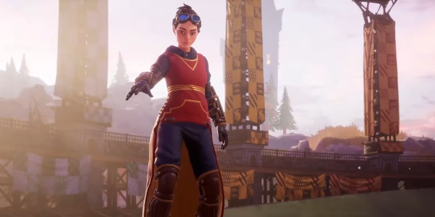 A Quidditch player calling her broom from the ground in the trailer for Harry Potter: Quidditch Champions.
