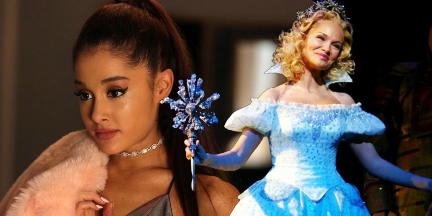 Blended image of Ariana Granda in Scream Queens and Kristin Chenoweth playing Glinda in Wicked play