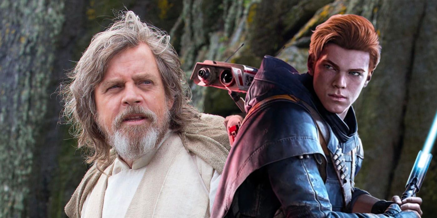 Image of Luke Skywalker from The Last Jedi next to Cal Kestis from Jedi: Survivor.