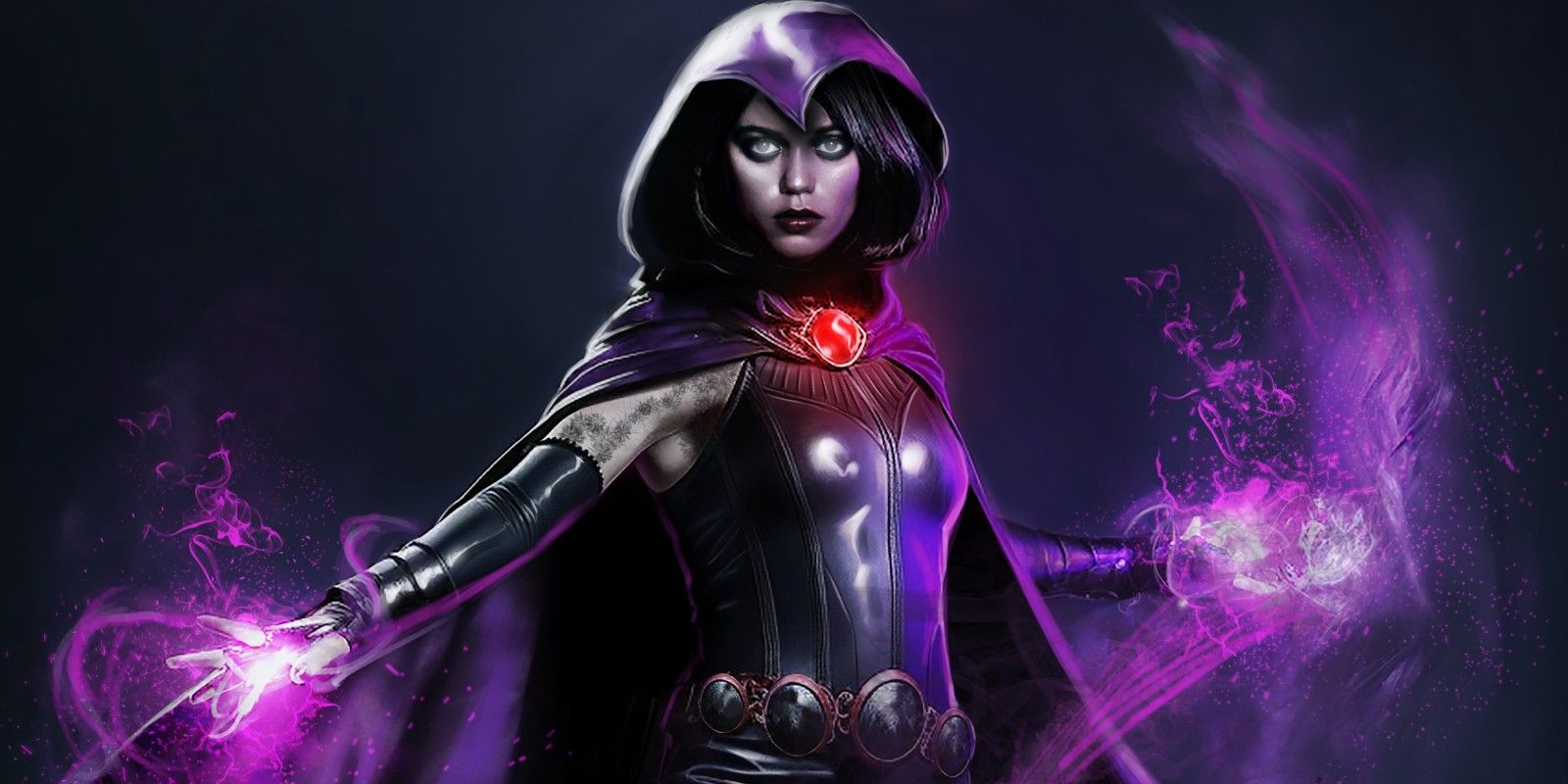 Fan art of Wednesday's Jenna Ortega as Raven for James Gunn's DC Universe