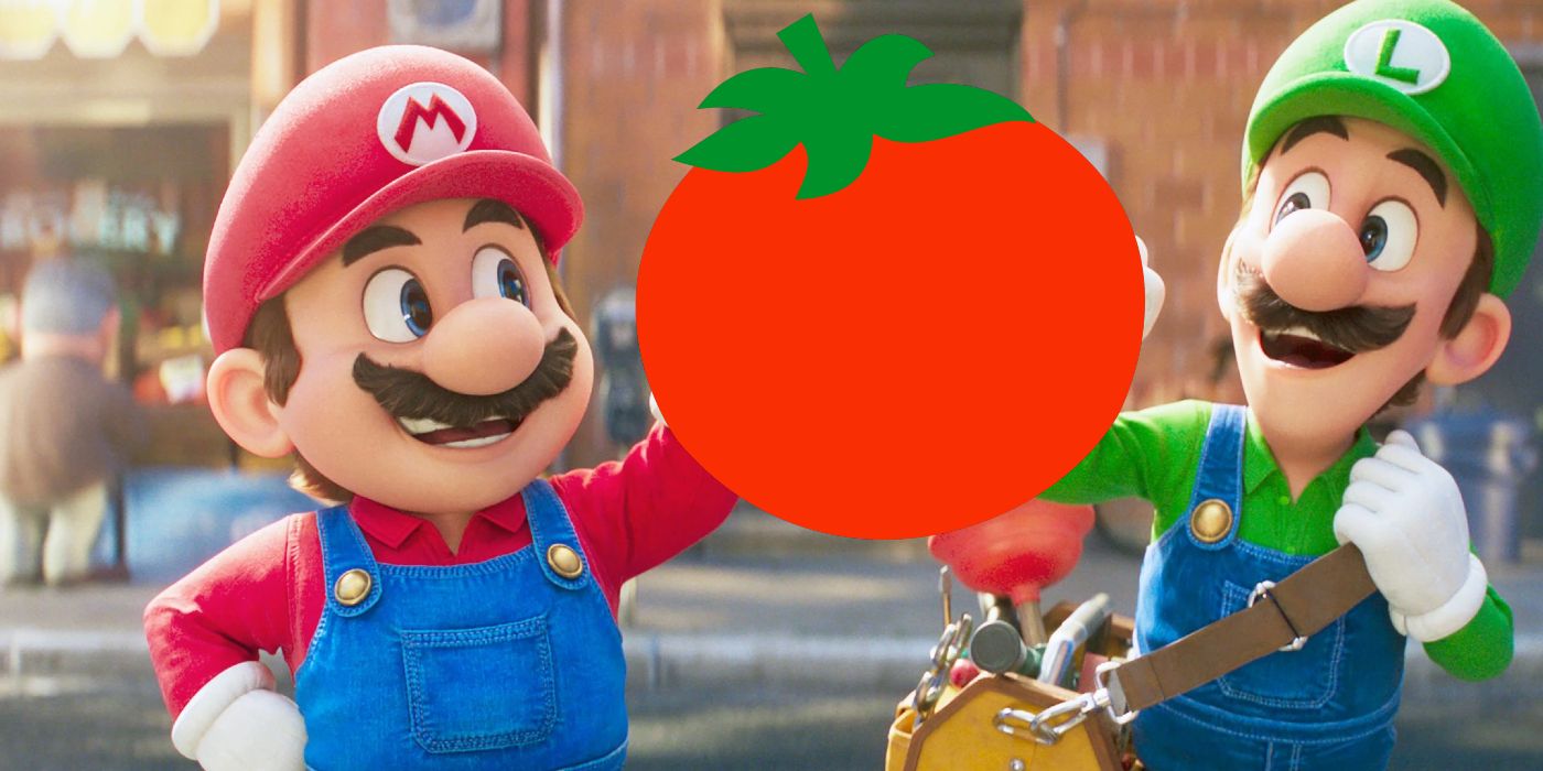 Mario and Luigi with a Fresh Rotten Tomatoes Logo