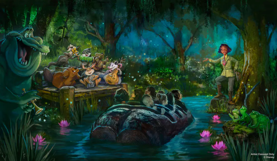 La princesa y la estrella del sapo repiten su papel en el reemplazo de Splash Mountain de Disney