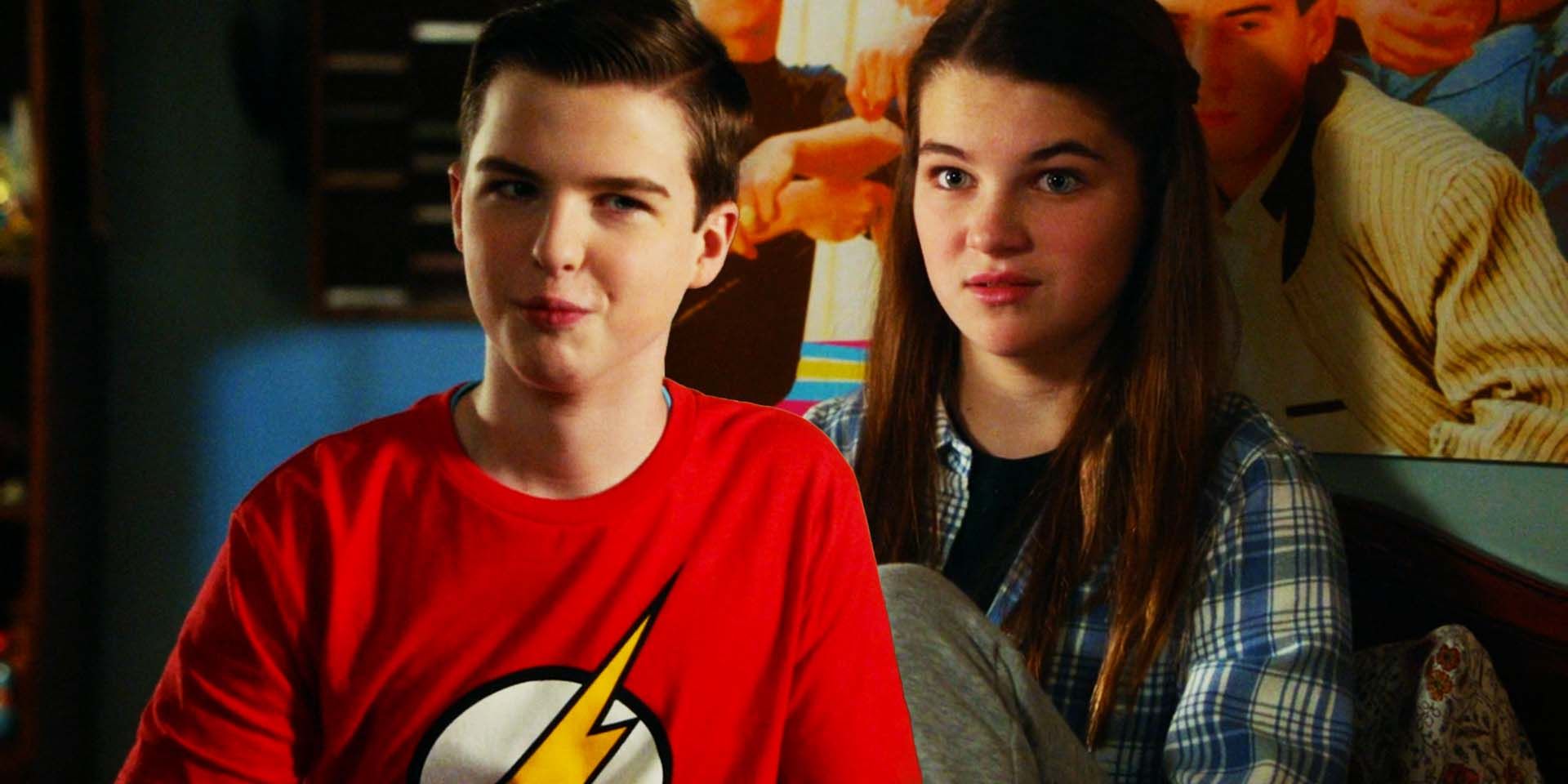 Iain Armitage as Sheldon Cooper and Raegan Revord as Missy Cooper in Young Sheldon S06 episode 17
