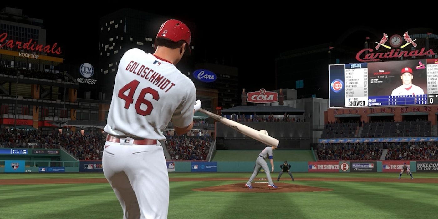 Cardinals baseman Paul Goldschmidt batting in MLB The Show 20