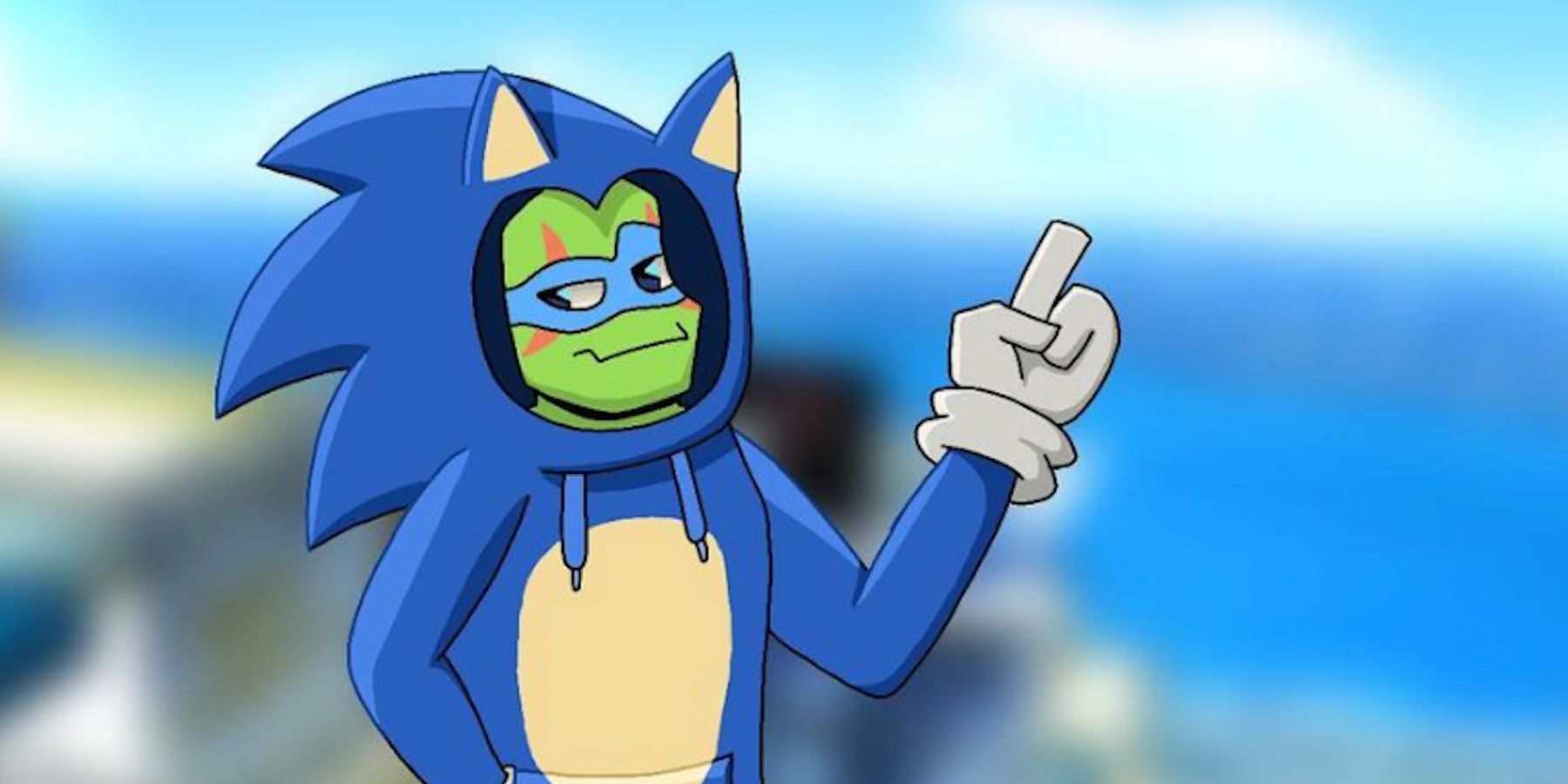 Leonardo de Teenage Mutant Ninja Turtles se disfraza de Sonic en un encantador fan art