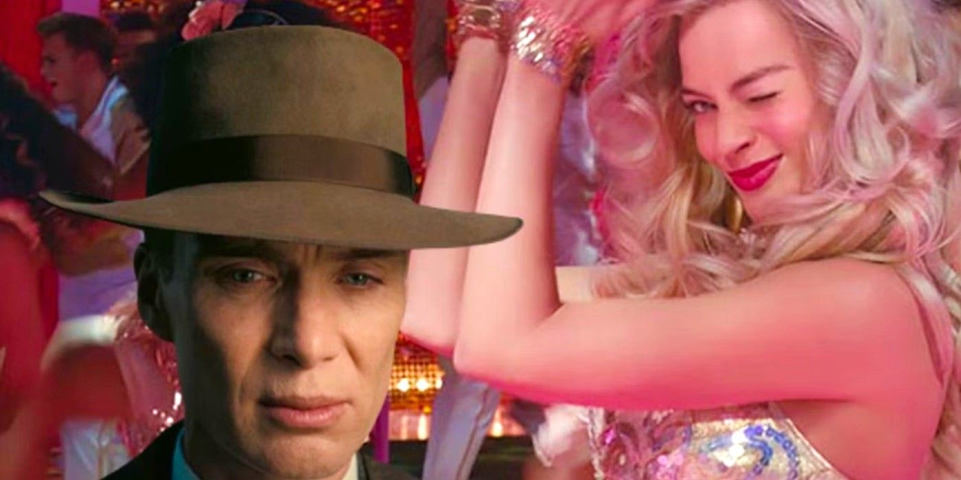 Cillian Murphy as Oppenheimer and Margot Robbie as Barbie in a custom image
