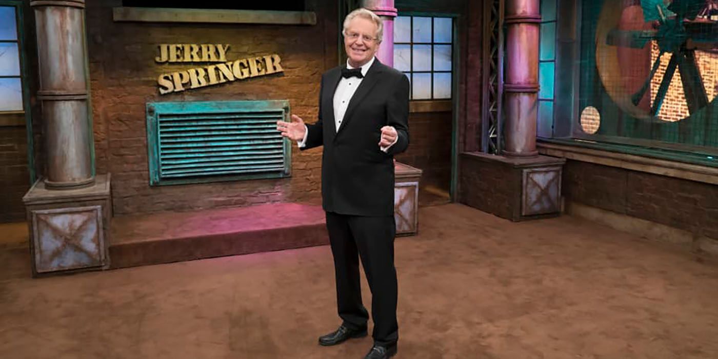 jerry springer The Jerry Springer Show on the set smiling in suit