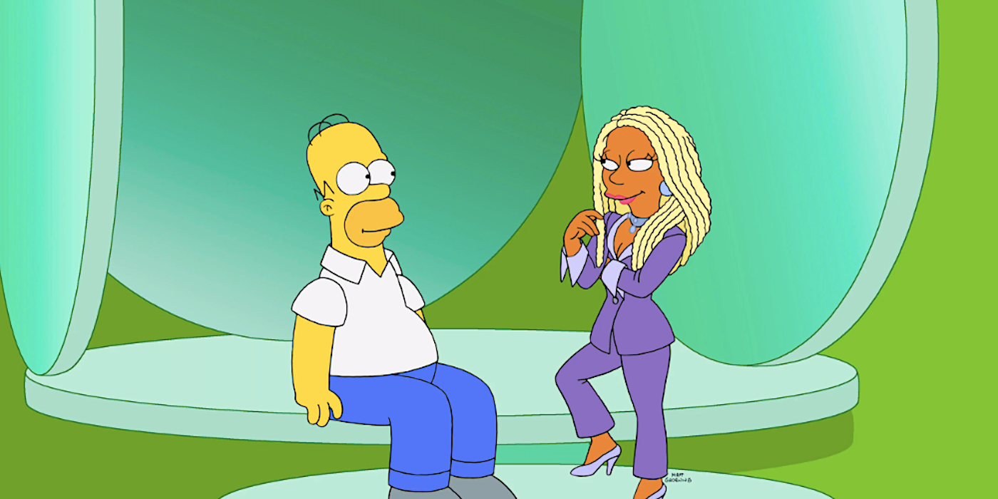 Homer talks to Echo in The Simpsons season 34 episode 18