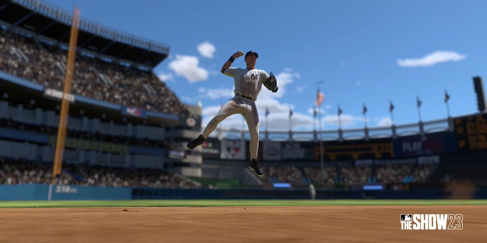 MLB the show fielder throwing the ball