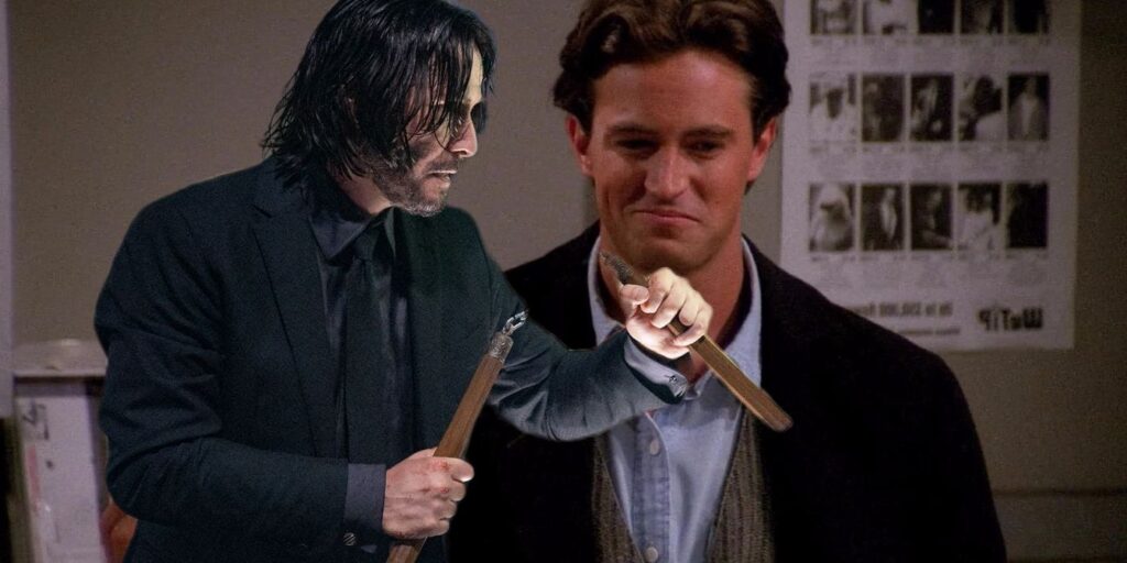 John Wick with Nunchuks Looking at Chandler Bing