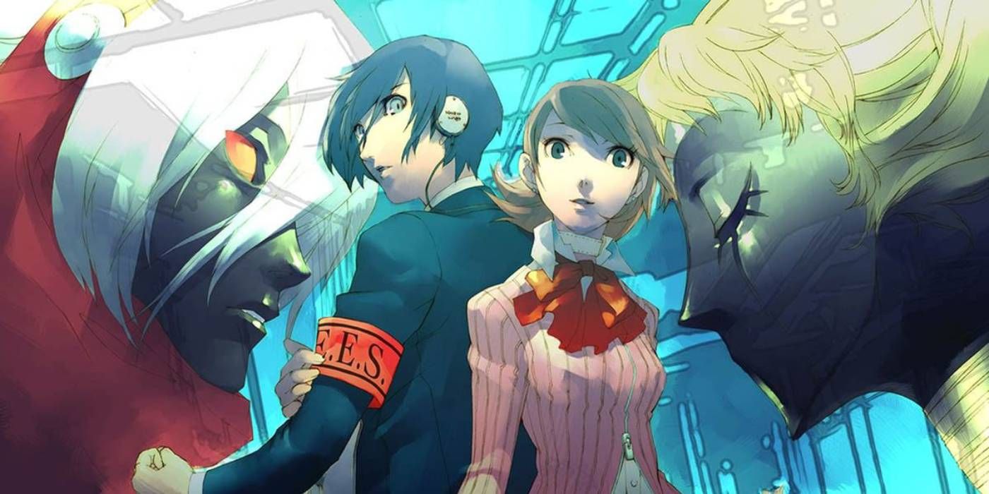 Persona 3 male protagonist and Yukari with both of their Personas, including the Beginning Orpheus.