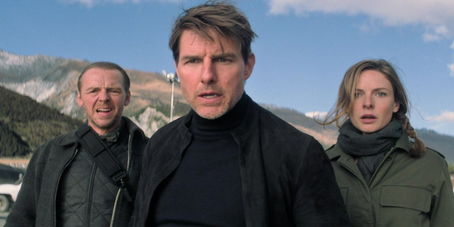 Ethan, Benji, and Ilsa looking concerned in Mission Impossible Fallout