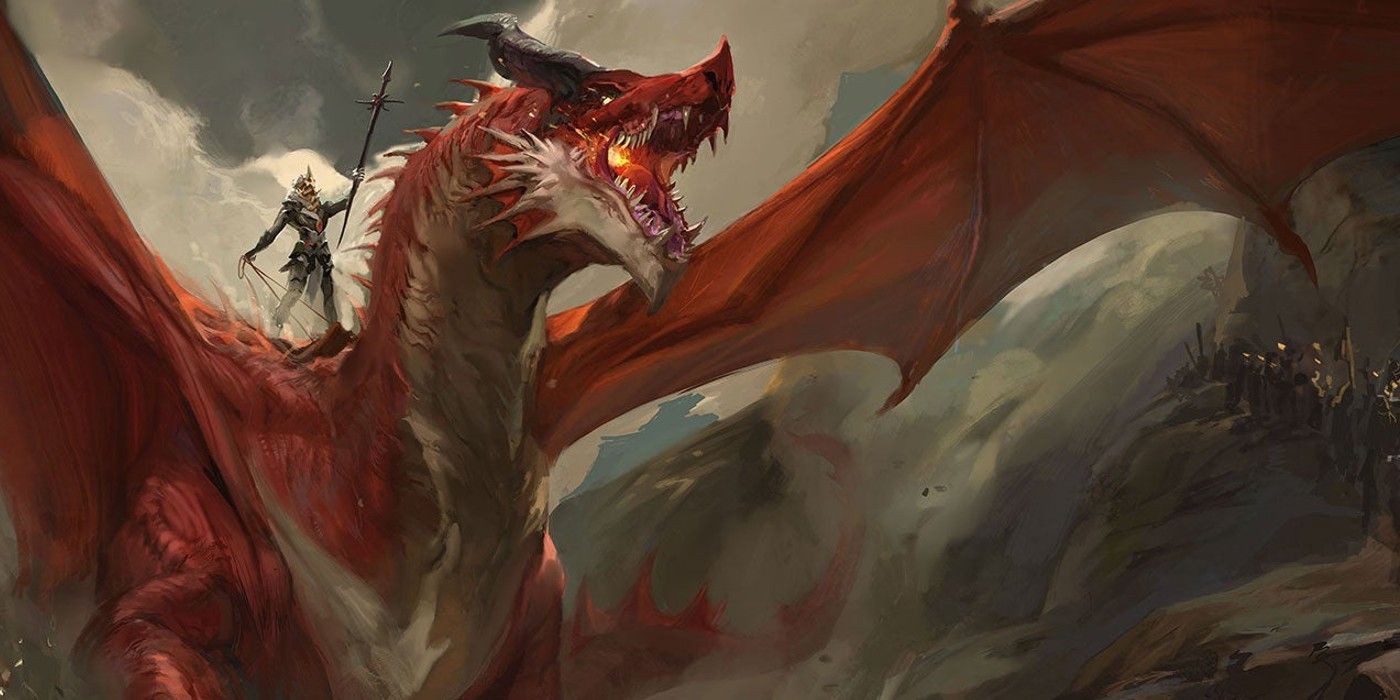promo DND image of warrior standing abreast a dragon