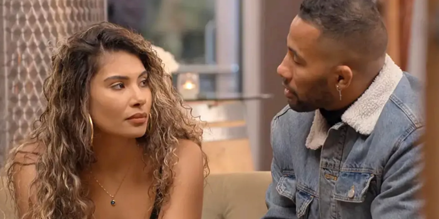 Jackie Bonds Josh Love Is Blind Together having a serious discussion