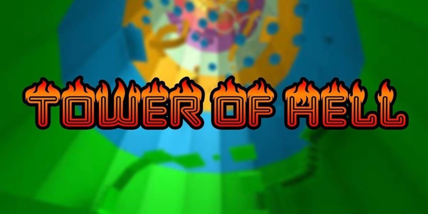 Roblox: Tower of Hell Main Game Page Image with Titular Tower in the Background of Title