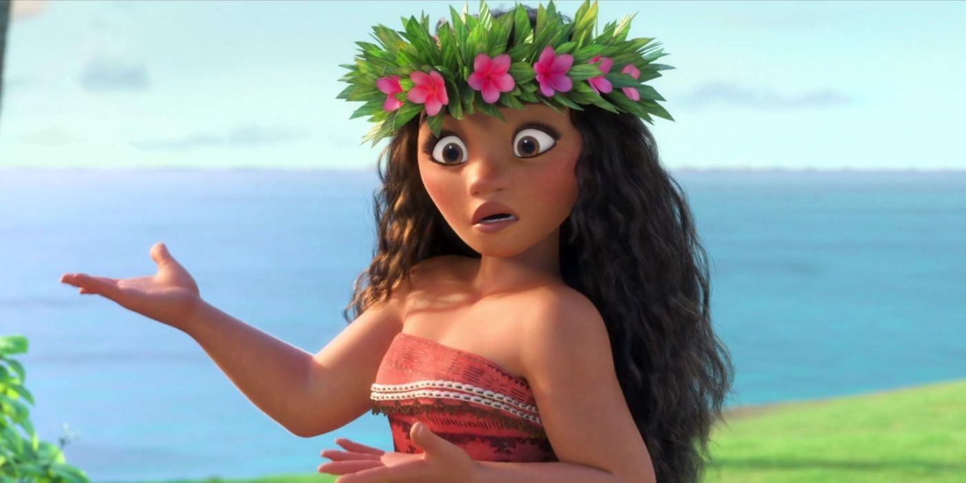 Moana looking confused and gesturing with her arm.