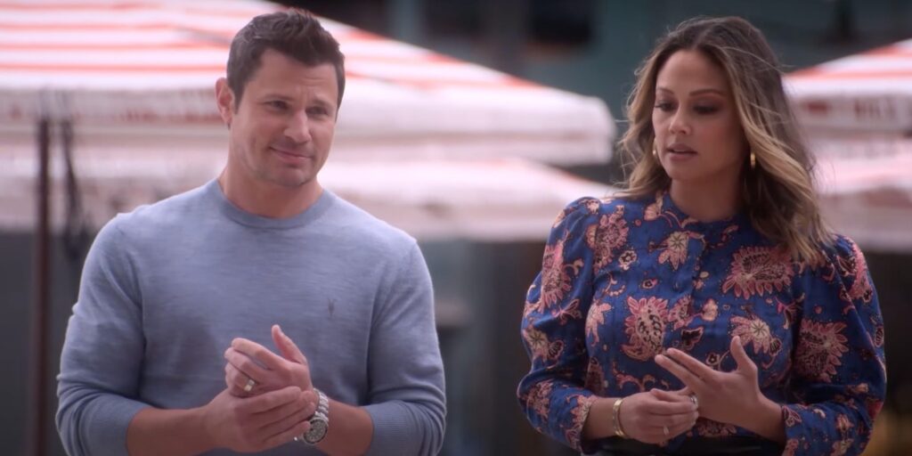 The Ultimatum's Nick Lachey And Vanessa Lachey looking down