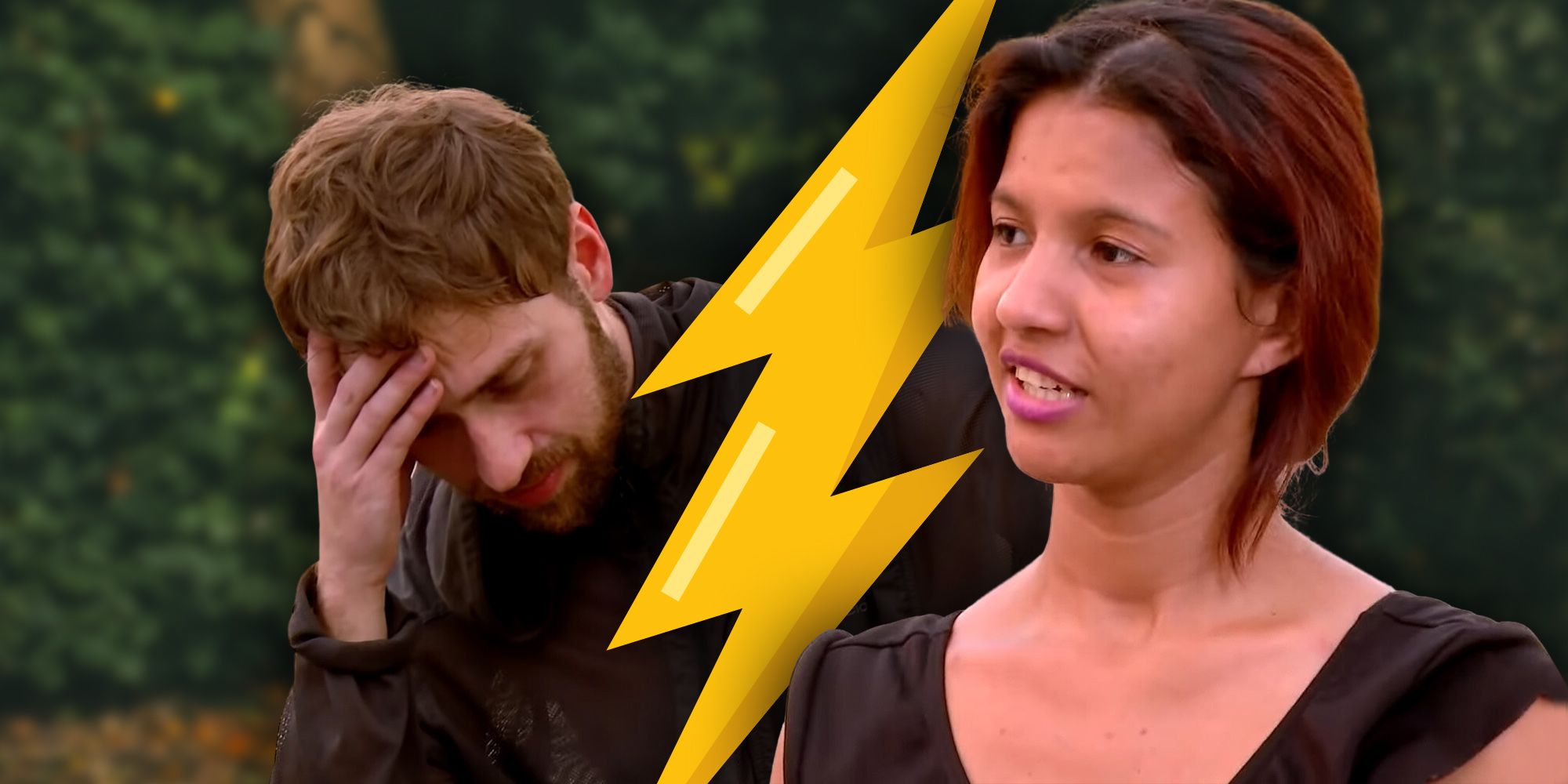 Karine and Paul from 90 day Fiancé with a bolt of lightening between them