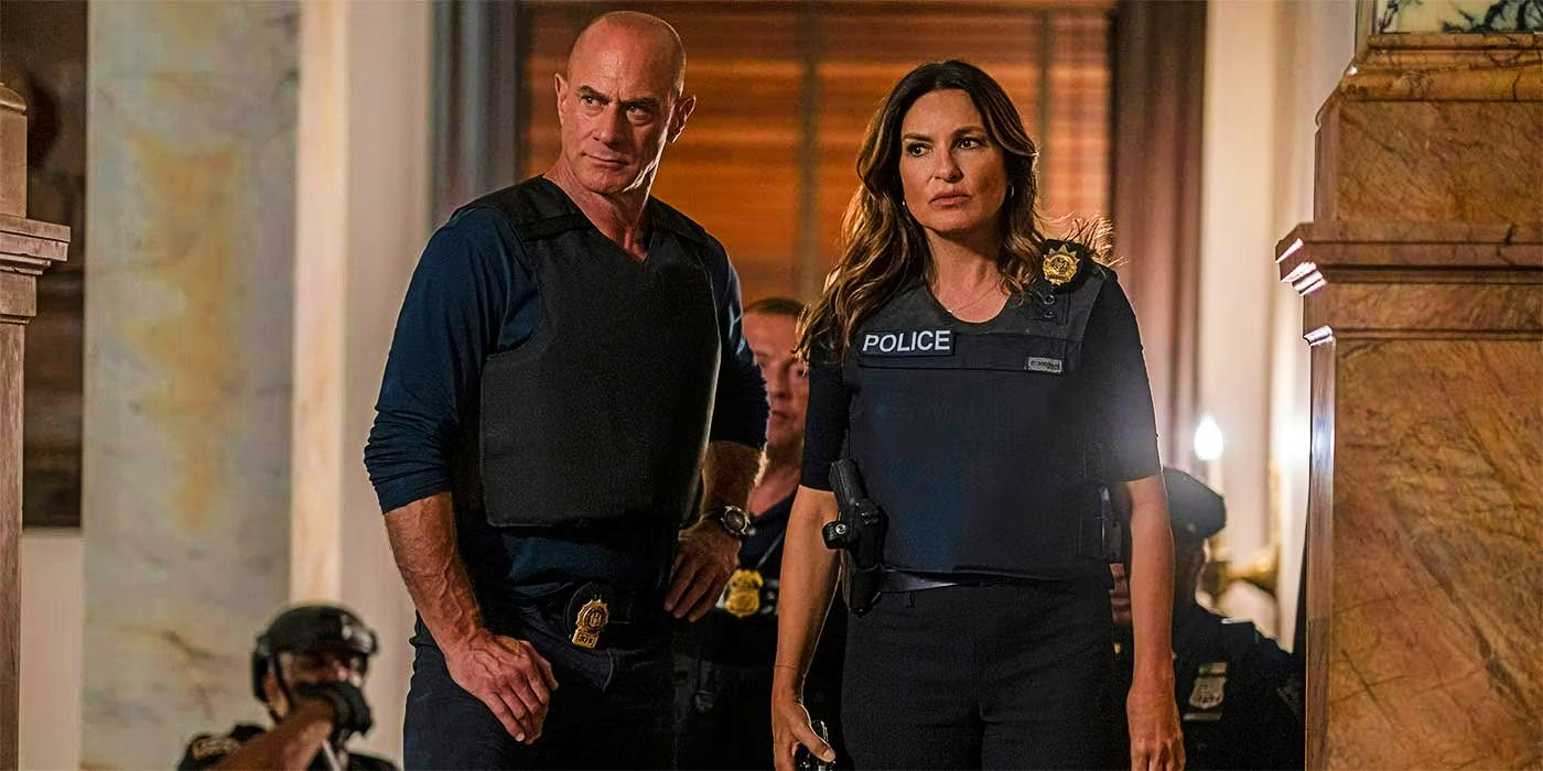 Benson and Stabler standing together in Law and Order