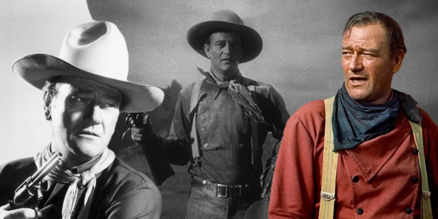 A composite image of John Wayne in various John Ford movies