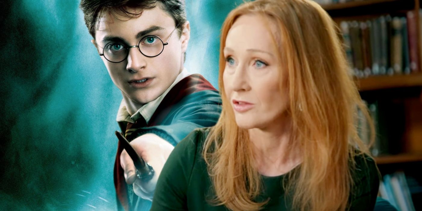 Custom image of Daniel Radcliffe as Harry Potter and JK Rowling.