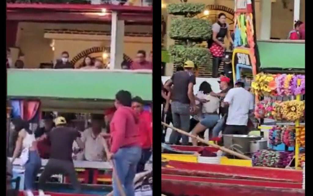 Xochimilco: se desata pelea de una trajinera a otra | Videos