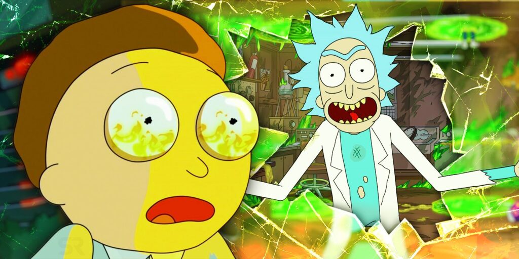 Rick and Morty with Morty eyes on fire