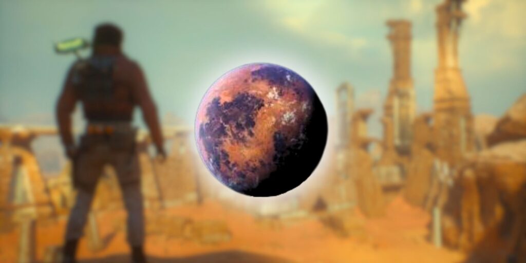 Jedha Planet over blurred Ancient Ruins
