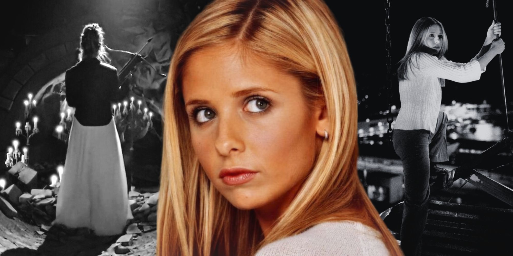 Three images of Buffy from Buffy the Vampire Slayer