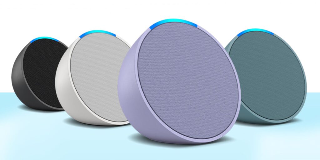 Image of the Amazon Echo Pop in all four colors
