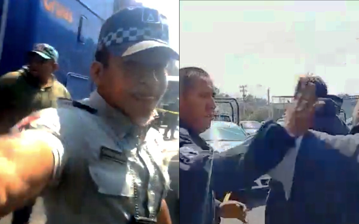 Agente de la Guardia Nacional y policía de Naucalpan golpean periodistas