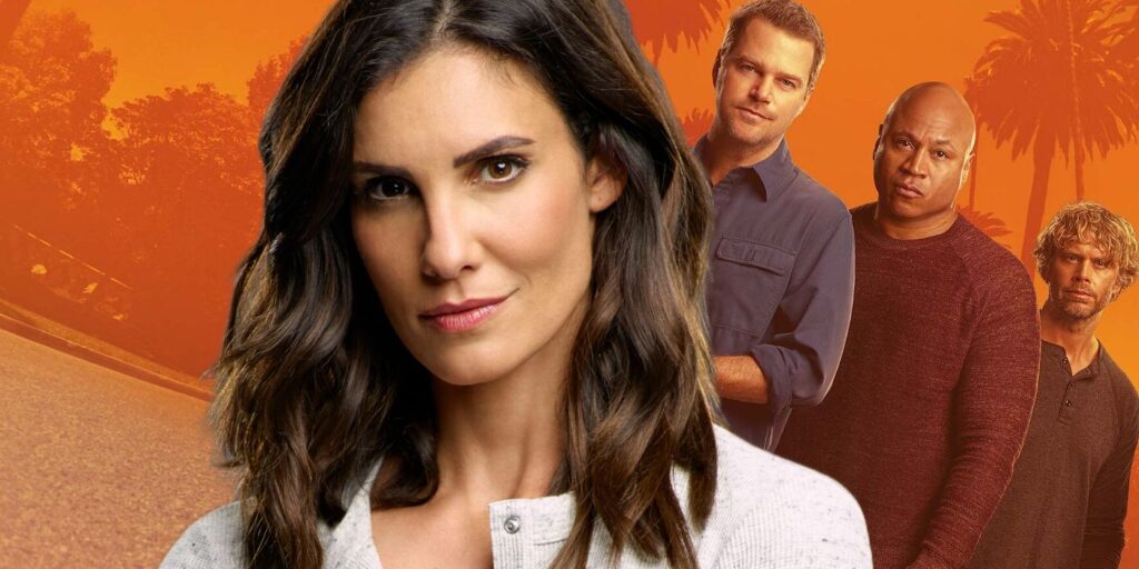 Daniela Ruah as Kensi Blye in Front of the NCIS Los Angeles Cast