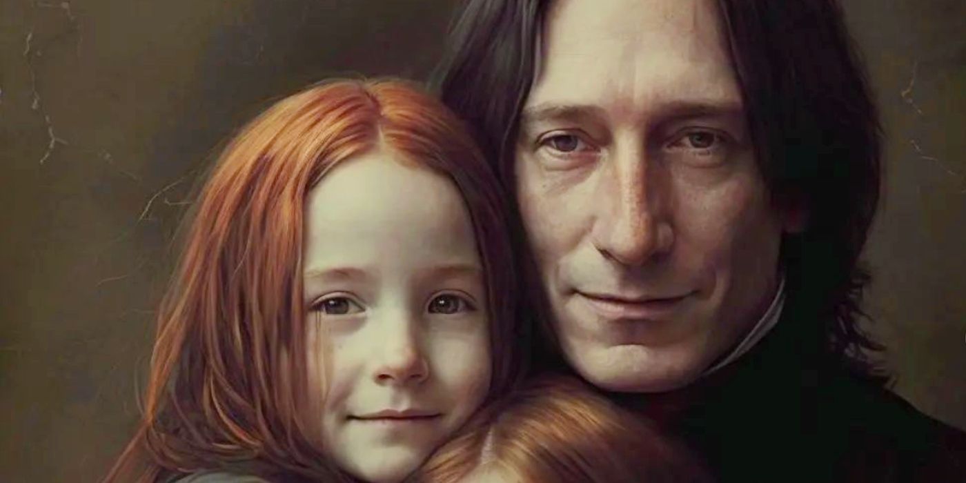 Snape with his daughter in Harry Potter AI art.