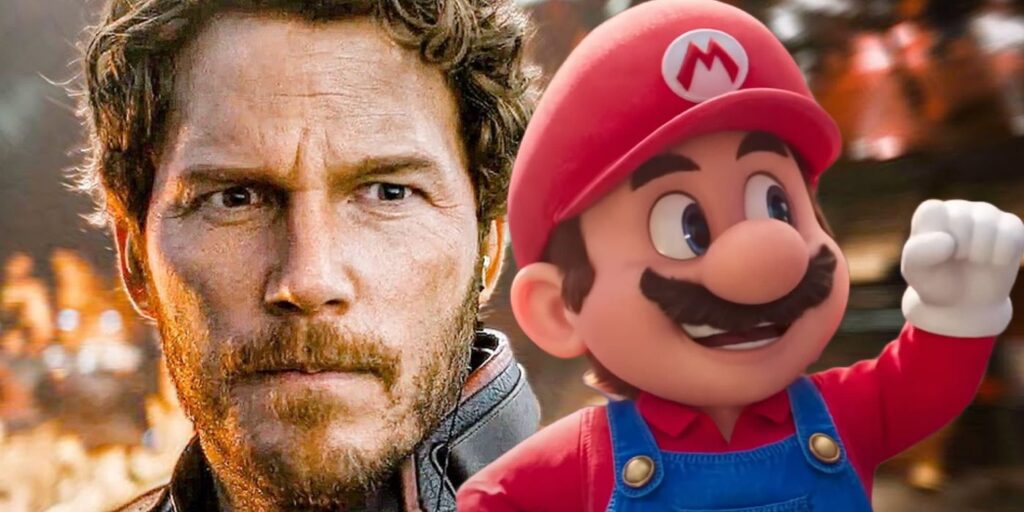 Chris Pratt as Mario in Front of Star-Lord from Guardians of the Galaxy Vol 3