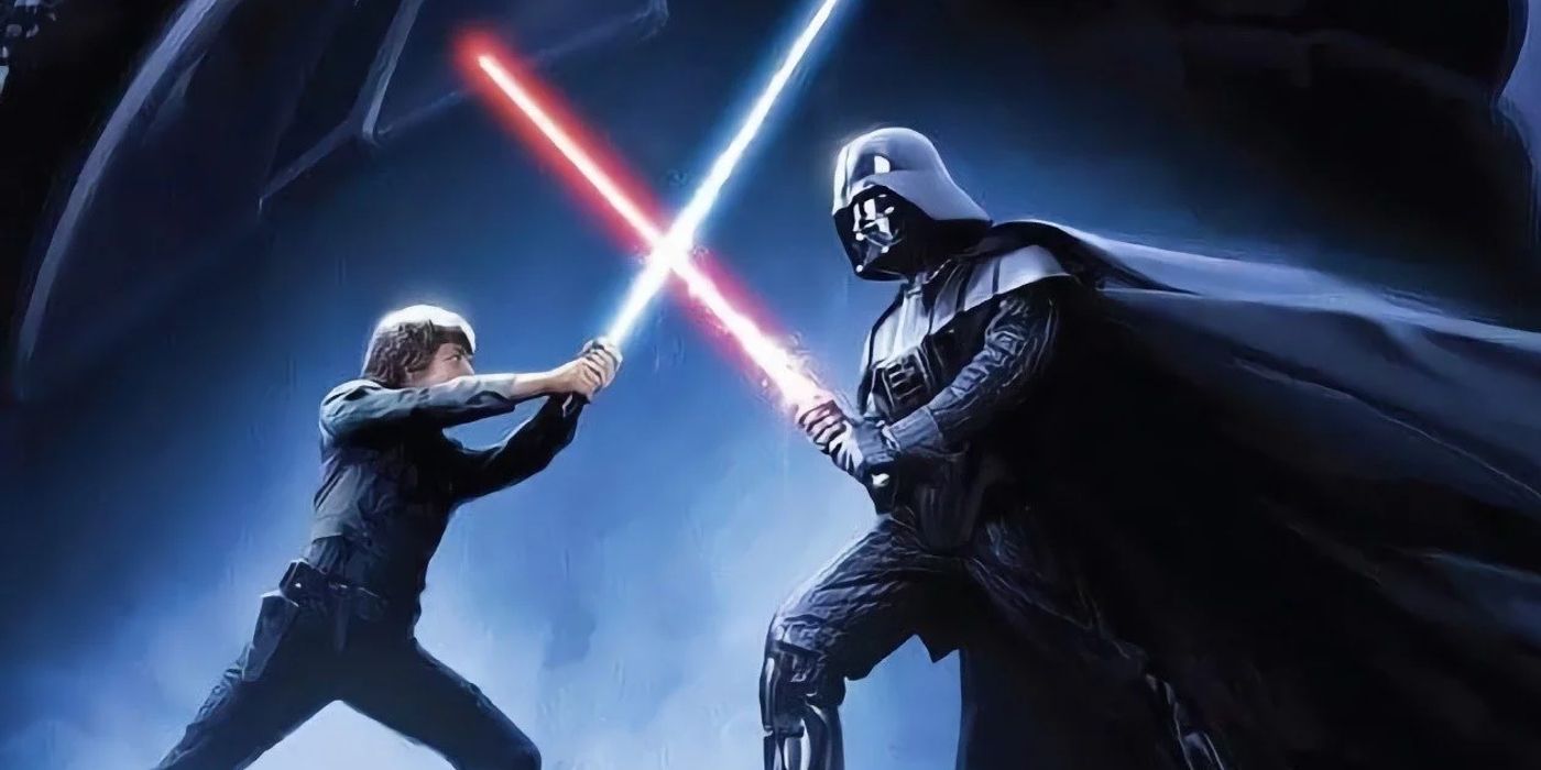 Star Wars Luke Skywalker and Darth Vader lightsaber duel