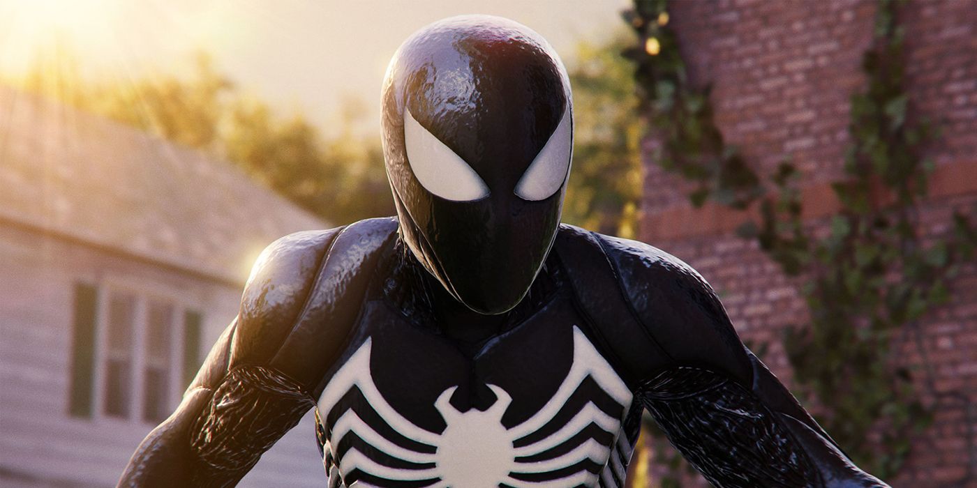 Peter Parker wears the Venom suit in Marvel's Spider-Man 2